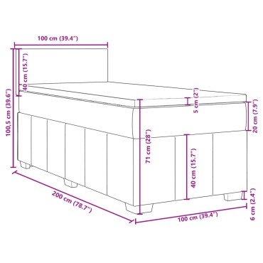 vidaXL Κρεβάτι Boxspring με Στρώμα Ανοιχτό Γκρι 100x200 εκ. Υφασμάτινο