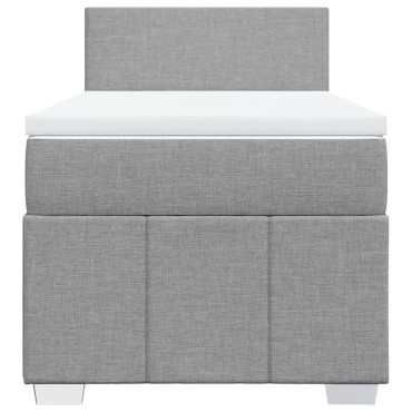 vidaXL Κρεβάτι Boxspring με Στρώμα Ανοιχτό Γκρι 100x200 εκ. Υφασμάτινο