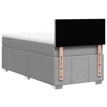 vidaXL Κρεβάτι Boxspring με Στρώμα Ανοιχτό Γκρι 100x200 εκ. Υφασμάτινο