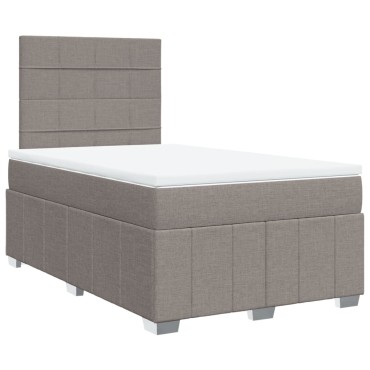 vidaXL Κρεβάτι Boxspring με Στρώμα Taupe 120x190 εκ. Υφασμάτινο