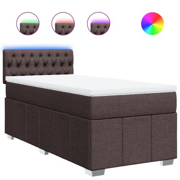 vidaXL Κρεβάτι Boxspring με Στρώμα Σκούρο Καφέ 100x200 εκ. Υφασμάτινο