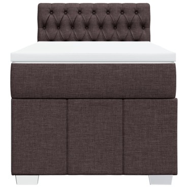 vidaXL Κρεβάτι Boxspring με Στρώμα Σκούρο Καφέ 100x200 εκ. Υφασμάτινο