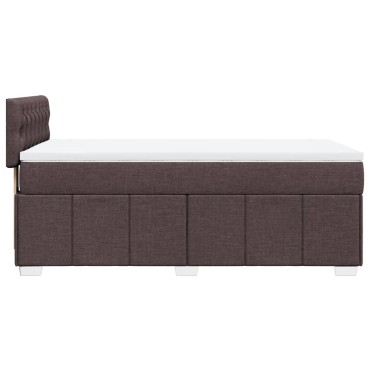 vidaXL Κρεβάτι Boxspring με Στρώμα Σκούρο Καφέ 100x200 εκ. Υφασμάτινο