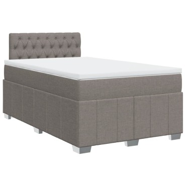 vidaXL Κρεβάτι Boxspring με Στρώμα Taupe 120x190 εκ. Υφασμάτινο