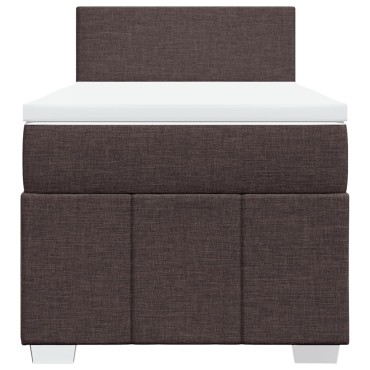 vidaXL Κρεβάτι Boxspring με Στρώμα Σκούρο Καφέ 100x200 εκ. Υφασμάτινο