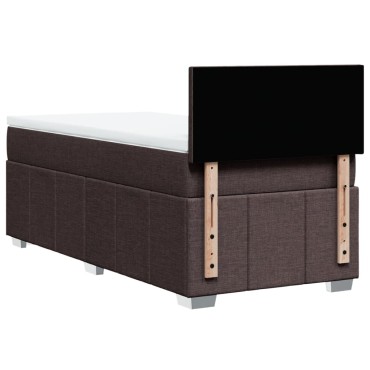 vidaXL Κρεβάτι Boxspring με Στρώμα Σκούρο Καφέ 100x200 εκ. Υφασμάτινο