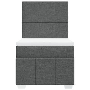 vidaXL Κρεβάτι Boxspring με Στρώμα Σκούρο Γκρι 90x190 εκ. Υφασμάτινο