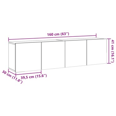 vidaXL Ντουλάπια Τοίχου Τηλεόρασης 2 τεμ. Artisian Δρυς 80x30x41εκ