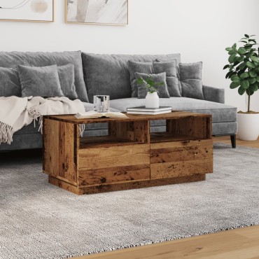 vidaXL Τραπεζάκι Σαλονιού με LED Παλαιό Ξύλο 90x49x40cm 1 τεμ.