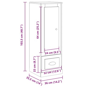 vidaXL Ντουλάπι Όψη Παλαιού Ξύλου 36x35,5x103,5cm Επεξεργασμένο Ξύλο 1 τεμ.