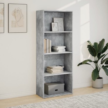 vidaXL Βιβλιοθήκη Γκρι Σκυροδέματος 60x30x152cm Επεξεργ. Ξύλο 1 τεμ.