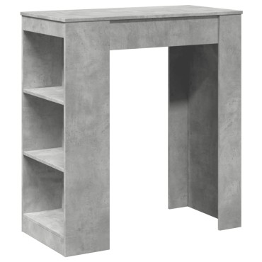 vidaXL Τραπέζι Μπαρ με Ράφια Γκρι Σκυρ. 95x47x103,5cm Επεξεργ. Ξύλο 1 τεμ.