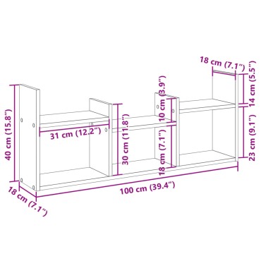 vidaXL Ντουλάπι Τοίχου Sonoma Δρυς 100x18x40cm από Επεξεργασμένο Ξύλο 1 τεμ.