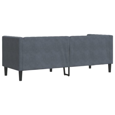 vidaXL Καναπές Τριθέσιος Chesterfield + Στηρίγματα Σκούρο Γκρι Βελούδο 194x74,5x70,5cm 1 τεμ.
