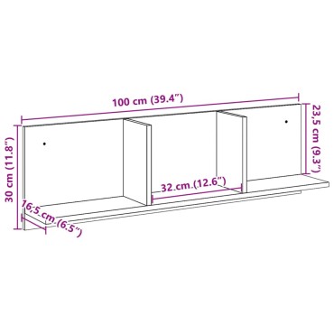 vidaXL Ντουλάπι Τοίχου Sonoma Δρυς 100x16,5x30cm Επεξεργασμένο Ξύλο 1 τεμ.