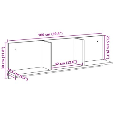 vidaXL Ντουλάπι Τοίχου Καπνιστή Δρυς 100x16,5x30cm Επεξεργασμένο Ξύλο 1 τεμ.