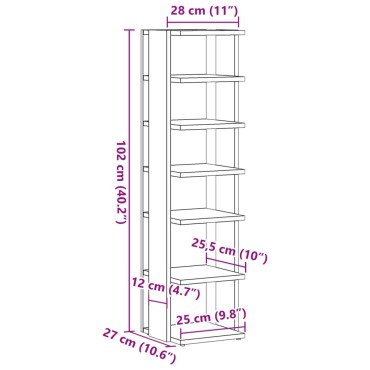 vidaXL Παπουτσοθήκες 2 τεμ. Αρτισιανή Δρυς 28x27x102cm Επεξ. Ξύλο