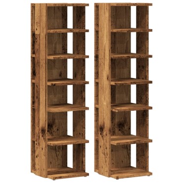 vidaXL Παπουτσοθήκη 2 τεμ Όψη Παλαιού Ξύλου 28x27x102cm Επεξ. Ξύλο