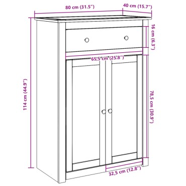 vidaXL Παπουτσοθήκη Panama 80x40x114cm από Μασίφ Ξύλο Πεύκου