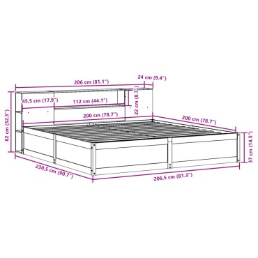 vidaXL Σκελετός Κρεβ. Χωρίς Στρώμα Καφέ Κεριού 200x200 εκ Μασίφ Πεύκο