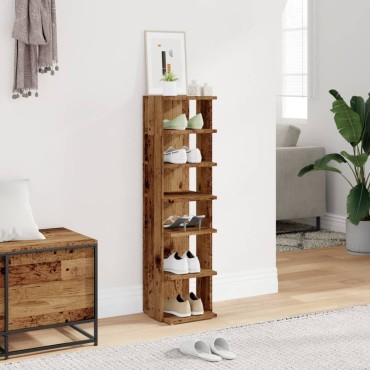 vidaXL Παπουτσοθήκη Όψη Παλαιού Ξύλου 28x27x102cm Επεξ. Ξύλο