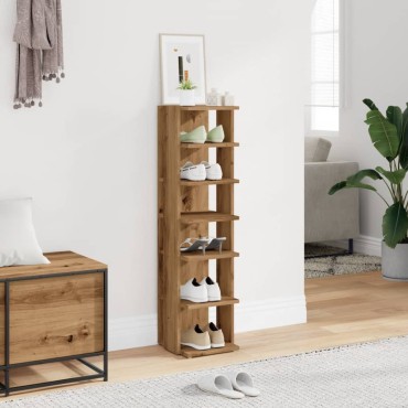 vidaXL Παπουτσοθήκη Χρώμα Αρτισιανή Δρυς 28x27x102cm Επεξ. Ξύλο