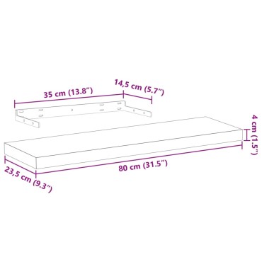 vidaXL Ράφι Τοίχου 80x23,5x4cm Επεξεργασμένο Ξύλο 1 τεμ.