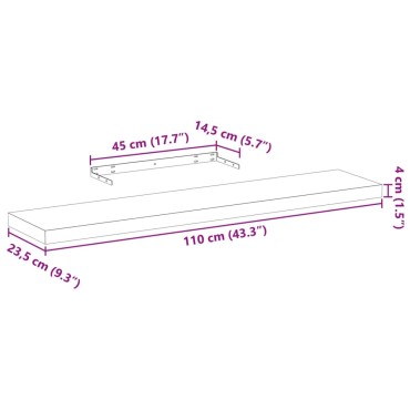 vidaXL Ράφια Τοίχου 2 τεμ. 110x23,5x4cm Επεξεργασμένο Ξύλο