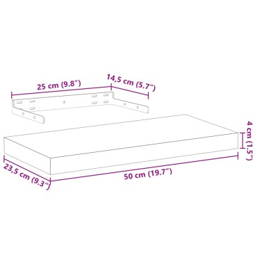 vidaXL Ράφια Τοίχου 2 τεμ. 50x23,5x4cm Επεξεργασμένο Ξύλο