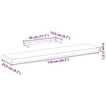 vidaXL Ράφια Τοίχου 4 τεμ. 110x23,5x4cm Επεξεργασμένο Ξύλο