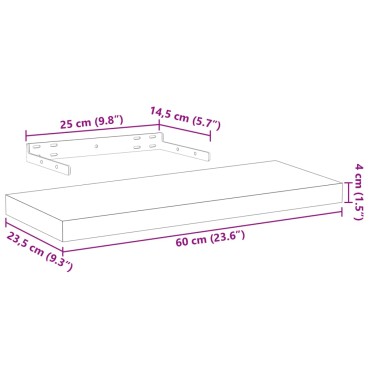 vidaXL Ράφι Τοίχου 60x23,5x4cm Επεξεργασμένο Ξύλο 1 τεμ.