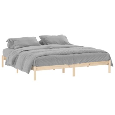 vidaXL Σκελετός Κρεβ. Χωρίς Στρώμα 193x203cm από Μασίφ Ξύλο Πεύκου 1 τεμ. - Διπλό