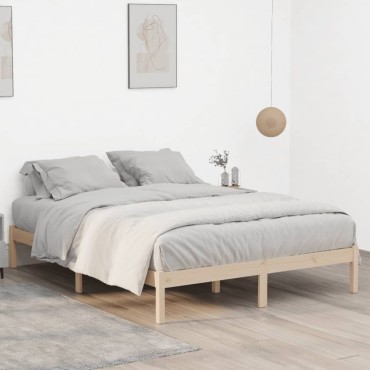 vidaXL Σκελετός Κρεβ. Χωρίς Στρώμα 193x203cm από Μασίφ Ξύλο Πεύκου 1 τεμ. - Διπλό