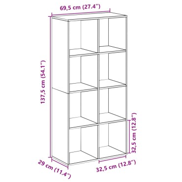 vidaXL Βιβλιοθήκη/Διαχωριστικό Χώρου Δρυς 69,5x29x137,5cm Επεξ. Ξύλο 1 τεμ.