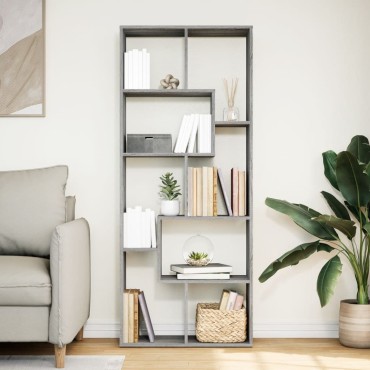 vidaXL Βιβλιοθήκη/Διαχωριστικό Χώρου Γκρι 67x25x161,5cm Επεξ. Ξύλο 1 τεμ.