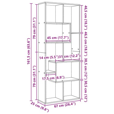 vidaXL Βιβλιοθήκη/Διαχωριστικό Χώρου Δρυς 67x25x161,5cm Επεξ. Ξύλο 1 τεμ.