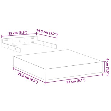 vidaXL Ράφια Τοίχου 2 τεμ. 23x23,5x4cm Επεξεργασμένο Ξύλο