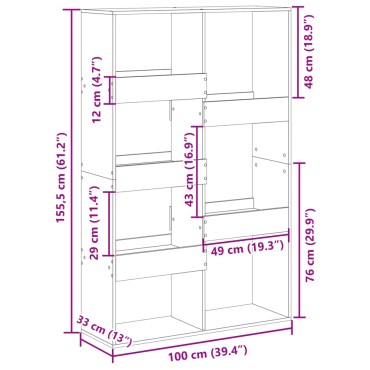 vidaXL Βιβλιοθήκη Μαύρη 100x33x155,5cm από Επεξεργασμένο Ξύλο 1 τεμ.