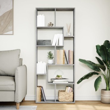 vidaXL Βιβλιοθήκη/Διαχωριστικό Χώρου Γκρι 67x25x161,5cm Επεξ. Ξύλο 1 τεμ.