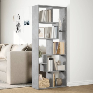 vidaXL Βιβλιοθήκη/Διαχωριστικό Χώρου Γκρι 67x25x161,5cm Επεξ. Ξύλο 1 τεμ.