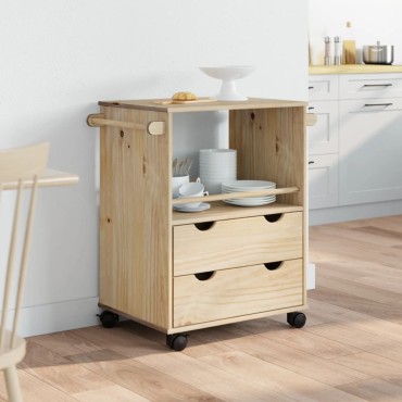 vidaXL Τρόλεϊ Κουζίνας OTTA 59x45x80cm από Μασίφ Ξύλο Πεύκου 1 τεμ.