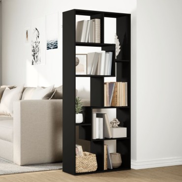 vidaXL Βιβλιοθήκη/Διαχωριστικό Χώρου Μαύρο 67x25x161,5cm Επεξ. Ξύλο 1 τεμ.