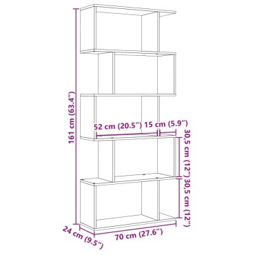 vidaXL Βιβλιοθήκη/Διαχωριστικό Χώρου 5 Επ. Δρυς 70x24x161cm Επ. Ξύλο 1 τεμ.