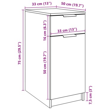 vidaXL Ντουλάπι Γραφείου Όψη Παλαιού Ξύλου 33x50x75cm Επεξ. Ξύλο 1 τεμ.