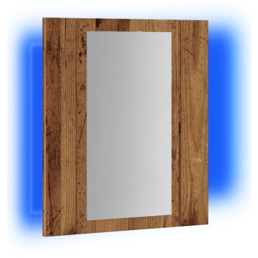 vidaXL Έπιπλο Καθρέφτη Μπάνιου LED Παλαιό Ξύλο 40x12x45cm Επεξ. Ξύλο 1 τεμ.