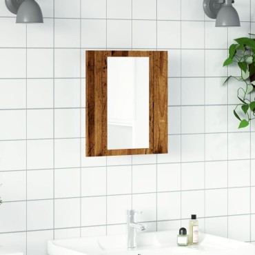 vidaXL Έπιπλο Καθρέφτη Μπάνιου LED Παλαιό Ξύλο 40x12x45cm Επεξ. Ξύλο 1 τεμ.