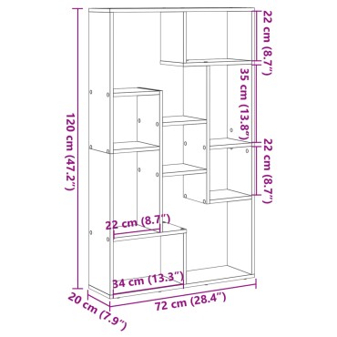 vidaXL Βιβλιοθήκη Λευκή 72x20x120cm από Επεξεργασμένο Ξύλο 1 τεμ.