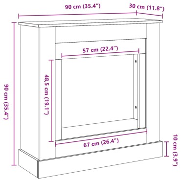 vidaXL Πλαίσιο Τζακιού Λευκό 90x30x90 εκ. από Επεξ. Ξύλο