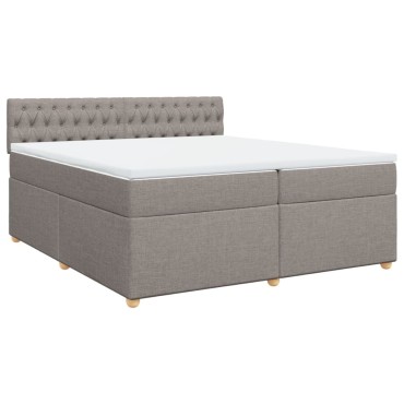 vidaXL Κρεβάτι Boxspring με Στρώμα Taupe 200x200cm Υφασμάτινο 1 τεμ. - Διπλό