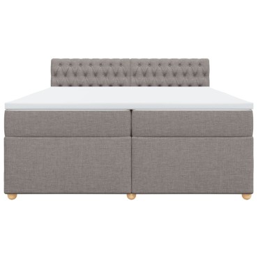 vidaXL Κρεβάτι Boxspring με Στρώμα Taupe 200x200cm Υφασμάτινο 1 τεμ. - Διπλό